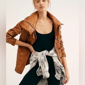 NICHOLAS K Brock Leather Jacket Medium Brown